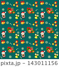 【クリスマス素材】サンタさんとクリスマスプレゼントのシームレスパターン素材(スウォッチ入り) 143011156