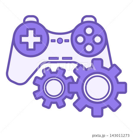 Gamification Color Icon. Vector Icon of Game Joystick and Gears. Interactive Fun Education. Workshop concept 143011273