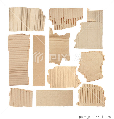 Set with pieces of torn cardboard on white background 143012020