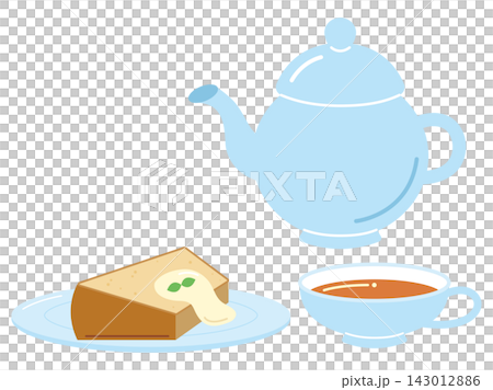 Illustration of chiffon cake and tea Illustration of chiffon cake and tea 143012886