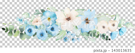 Watercolor bouquet with light blue flowers, floral isolated illustration for wedding stationery 143013635