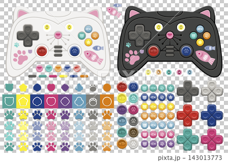 Cat-shaped game controller and UI button decoration material set Cat-shaped game controller and UI button decoration material set 143013773