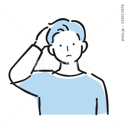 男性 頭を抱えて悩む 困る シンプルカラーイラスト 男性 頭を抱えて悩む 困る シンプルカラーイラスト 143013978