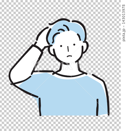 男性 頭を抱えて悩む 困る シンプルカラーイラスト 男性 頭を抱えて悩む 困る シンプルカラーイラスト 143013978