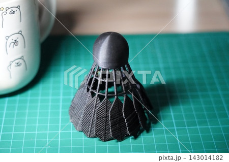 3D Printed Badminton Shuttlecock on Green Mat 3D Printed Badminton Shuttlecock on Green Mat 143014182
