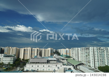 Urban Cityscape with Dramatic Sky and Apartment Buildings Urban Cityscape with Dramatic Sky and Apartment Buildings 143014198