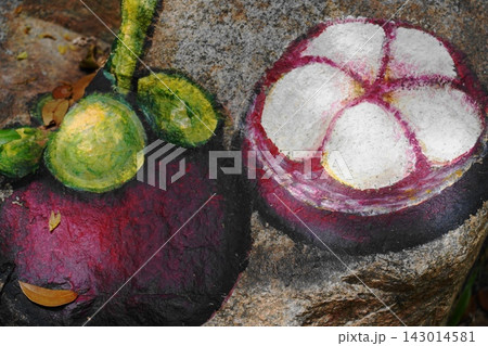 Colorful Mangosteen Fruit Rock Art Painting Colorful Mangosteen Fruit Rock Art Painting 143014581