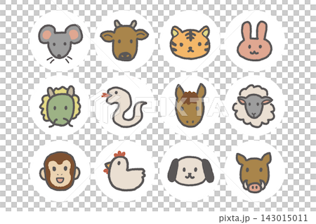 一套包含12個可愛圓形動物圖標,代表中國十二生肖。 一套包含12個可愛圓形動物圖標,代表中國十二生肖。 143015011