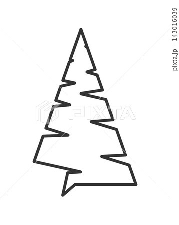 Minimalist black outline of a stylized pine tree. This clean, geometric vector icon is ideal for festive Christmas designs, winter holiday branding, and modern econature graphics. Minimalist black outline of a stylized pine tree. This clean, geometric vector icon is ideal for festive Christmas designs, winter holiday branding, and modern econature graphics. 143016039