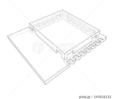 microchip circuit board wireframe. Vector microchip circuit board wireframe. Vector 143016133
