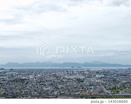 熊本県八代市の沿岸市街地と港湾施設を捉えた空撮写真 熊本県八代市の沿岸市街地と港湾施設を捉えた空撮写真 143016680