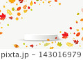 Autumn Leaves Poster And Podium Vector Illustration 143016979