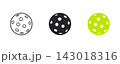 Set of pickleball icons in outline, solid, and color vector styles, featuring perforated spheres used in racquet sports and leisure athletic games 143018316