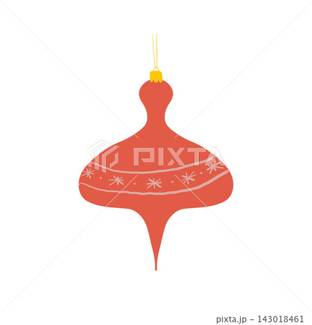 Red Christmas Ornament with Snowflake Pattern and Yellow Cap Red Christmas Ornament with Snowflake Pattern and Yellow Cap 143018461