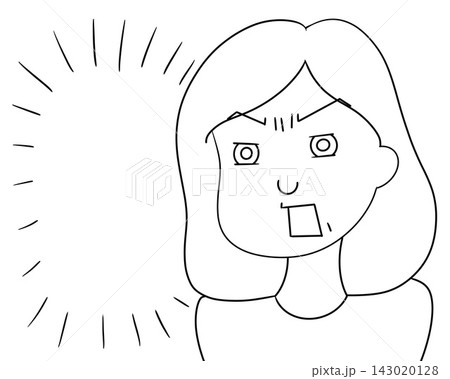 心の叫びを書き込む吹き出しと怪訝に思っている女性の線画 143020128