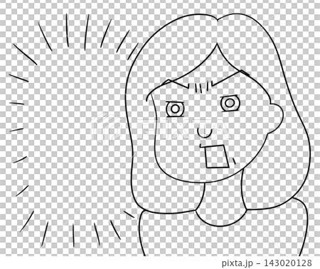 心の叫びを書き込む吹き出しと怪訝に思っている女性の線画 143020128