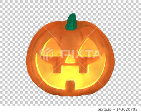 Cute Halloween pumpkin illustration with a dimly glowing lantern. Cute Halloween pumpkin illustration with a dimly glowing lantern. 143020708