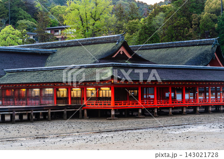 国宝・世界遺産 嚴島神社の朝風景【広島県廿日市市】 国宝・世界遺産 嚴島神社の朝風景【広島県廿日市市】 143021728