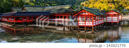 国宝・世界遺産 嚴島神社の朝風景 パノラマ【広島県廿日市市】 国宝・世界遺産 嚴島神社の朝風景 パノラマ【広島県廿日市市】 143021770