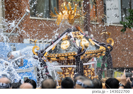 富岡八幡宮例大祭水掛け祭りの神輿 富岡八幡宮例大祭水掛け祭りの神輿 143022700