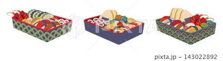 Japanese bento lunch box meal and seafood lunchbox Japanese bento lunch box meal and seafood lunchbox 143022892