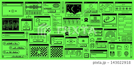 Y2K neon pixel browser window panels interface Y2K neon pixel browser window panels interface 143022918