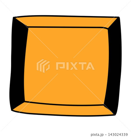 Hand drawn orange square frame with black outer border isolated on white background. Hand drawn orange square frame with black outer border isolated on white background. 143024339