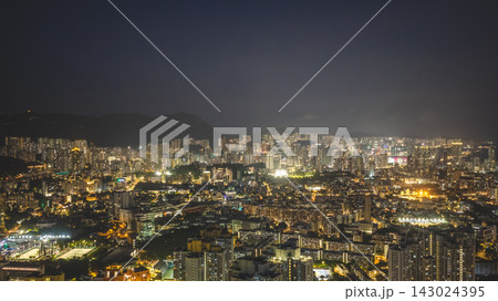 Hong Kong Sept 18 2026 Kowloon night cityscape panoramic aerial view Hong Kong Sept 18 2026 Kowloon night cityscape panoramic aerial view 143024395