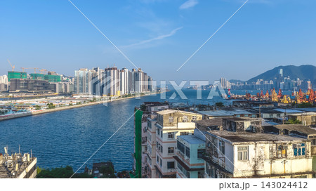 Sept 19 2026 Hong Kong Coastal harbor view along Ma Tau Kok waterfront Sept 19 2026 Hong Kong Coastal harbor view along Ma Tau Kok waterfront 143024412