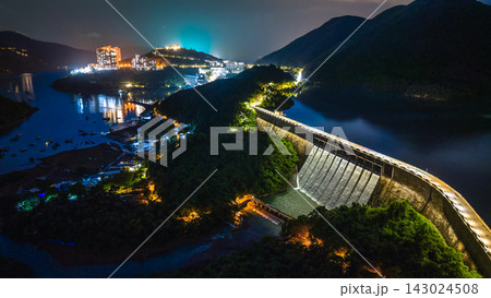 Hong Kong, July 18 2026 Night Tai Tam Tuk Reservoir Dam Hong Kong, July 18 2026 Night Tai Tam Tuk Reservoir Dam 143024508