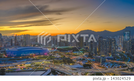 Hong Kong, July 10 2026 Kai Tak Sports Park Arena At Sunset Hong Kong, July 10 2026 Kai Tak Sports Park Arena At Sunset 143024529