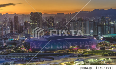 Hong Kong, July 10 2026 Kai Tak Sports Park Arena At Sunset Hong Kong, July 10 2026 Kai Tak Sports Park Arena At Sunset 143024541