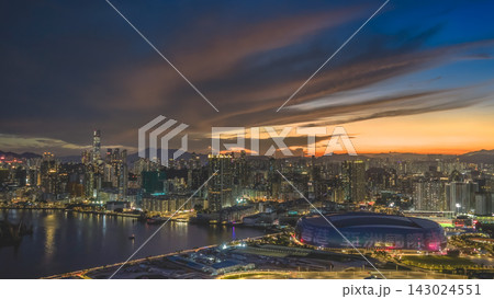 Hong Kong, July 10 2026 Kai Tak Sports Park And Skyline At Sunset Hong Kong, July 10 2026 Kai Tak Sports Park And Skyline At Sunset 143024551