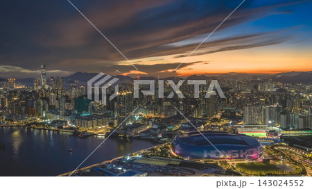 Hong Kong, July 10 2026 Kai Tak Sports Park And Skyline At Sunset Hong Kong, July 10 2026 Kai Tak Sports Park And Skyline At Sunset 143024552