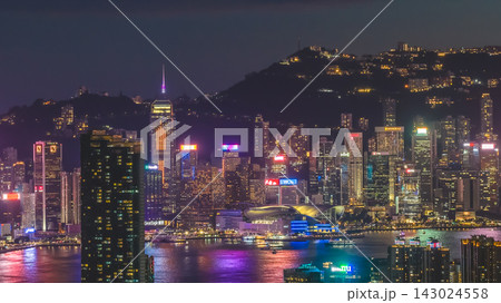 Hong Kong, July 10 2026 Victoria Harbour Skyline At Night Hong Kong, July 10 2026 Victoria Harbour Skyline At Night 143024558
