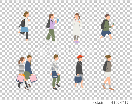 塾に通う子どもたちのイラストセット 143024717