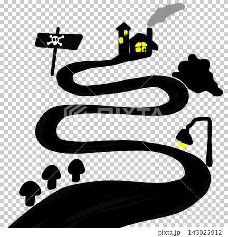 Spooky Village Winding Road Map With Bats Spooky Village Winding Road Map With Bats 143025912