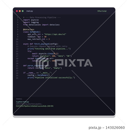 Script code editor interface with asynchronous data processing Script code editor interface with asynchronous data processing 143026060