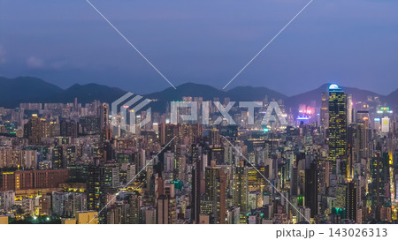 Hong Kong Sept 18 2026 Kowloon night cityscape panoramic aerial view 143026313