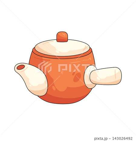 Illustration of orange teapot 143026492