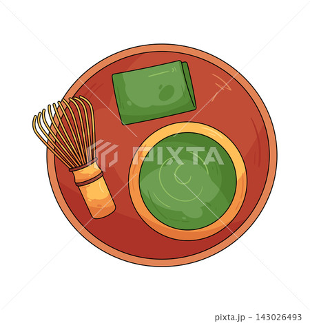 Illustration of matcha tea ceremony tools Illustration of matcha tea ceremony tools 143026493