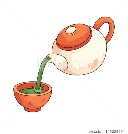 Illustration of tea being poured into a bowl Illustration of tea being poured into a bowl 143026494