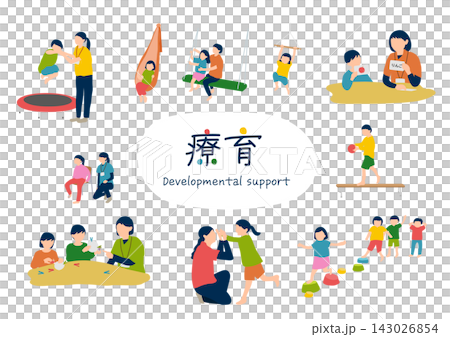 A set of illustrations for various therapeutic and developmental support activities. A set of illustrations for various therapeutic and developmental support activities. 143026854