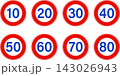 最高速度の道路標識アイコンセット（10〜80km） 143026943