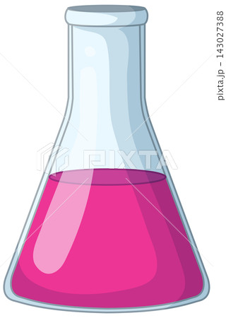 Erlenmeyer Flask with Pink Liquid Vector Illustration on White Background Erlenmeyer Flask with Pink Liquid Vector Illustration on White Background 143027388