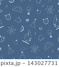 Seamless pattern of back to school doodle icons. Vector illustration of school supplies background 143027731