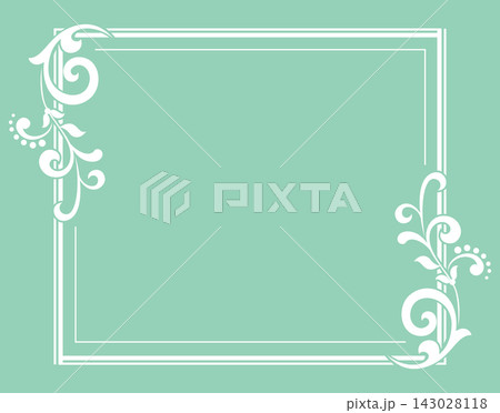 Decorative frame Elegant vector element for design in Eastern style, place for text. Floral green and white frame. Lace illustration for invitations and greeting cards Decorative frame Elegant vector element for design in Eastern style, place for text. Floral green and white frame. Lace illustration for invitations and greeting cards 143028118