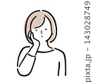 女性 頬杖 悩む パステルカラーイラスト 女性 頬杖 悩む パステルカラーイラスト 143028749