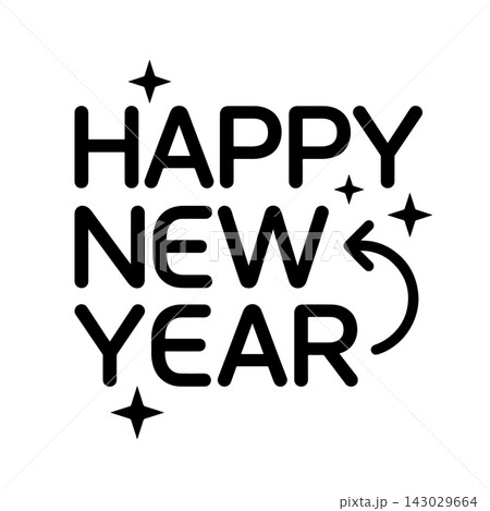 Minimalist happy new year typographic design with year accompanied decorative 143029664