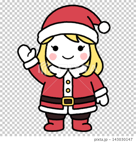 一位裝扮成聖誕老人的女子揮手 143030147